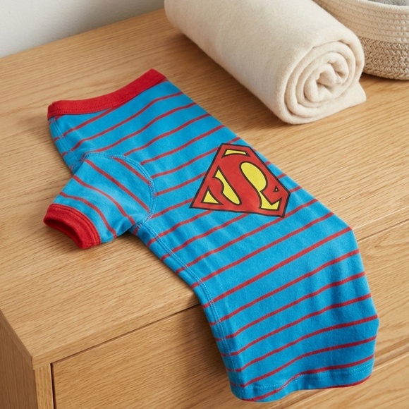 Hanna Andersson Superman Dog Pajamas XL Organic Cotton + Free goDog Toy - Picture 2 of 5